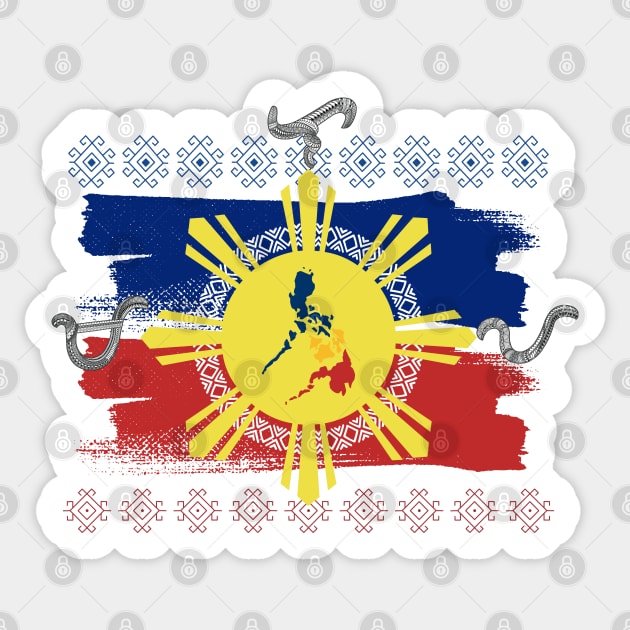 Philippine Flag-Map / Baybayin word Malaya (Freely) Sticker by Pirma Pinas